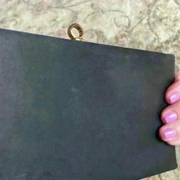 Vintage 50s/60s Andé black silk clutch - Picture 10 of 16